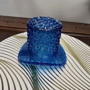 Blue Glass Top Hat Vase